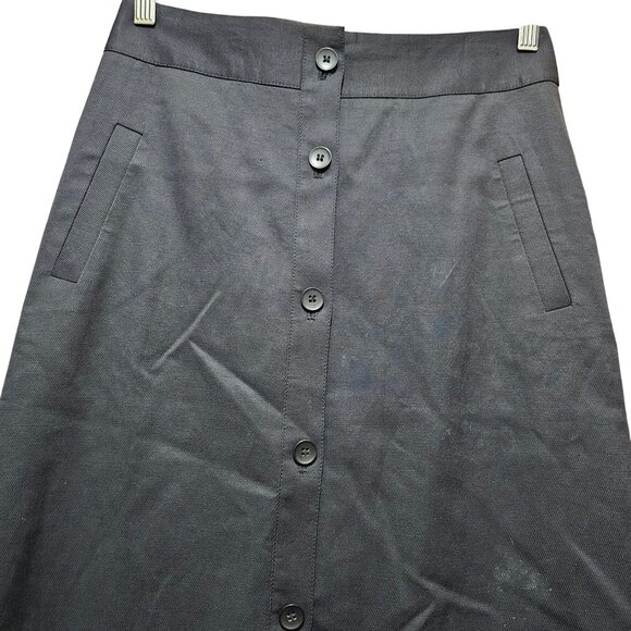 Classiques Entier Black Button-Front A-Line Skirt Size 4 - Picture 3 of 9
